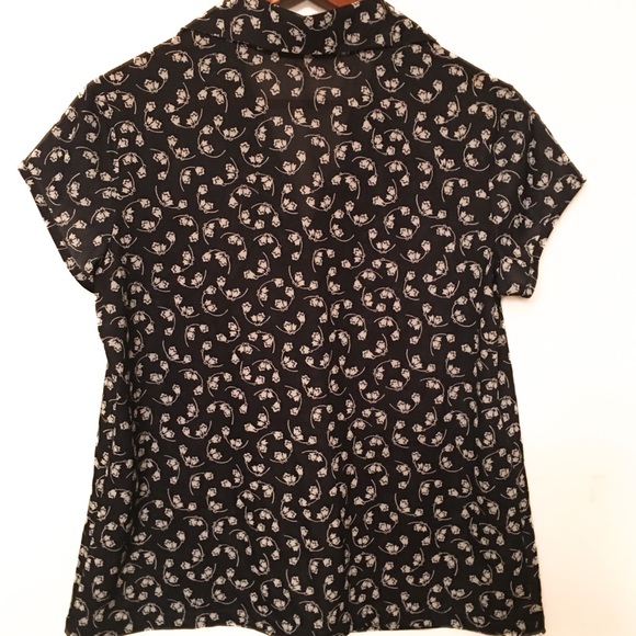 2/$25- Vintage COS COB Polyester V-Neck Top Cap Sleeves - Picture 3 of 6